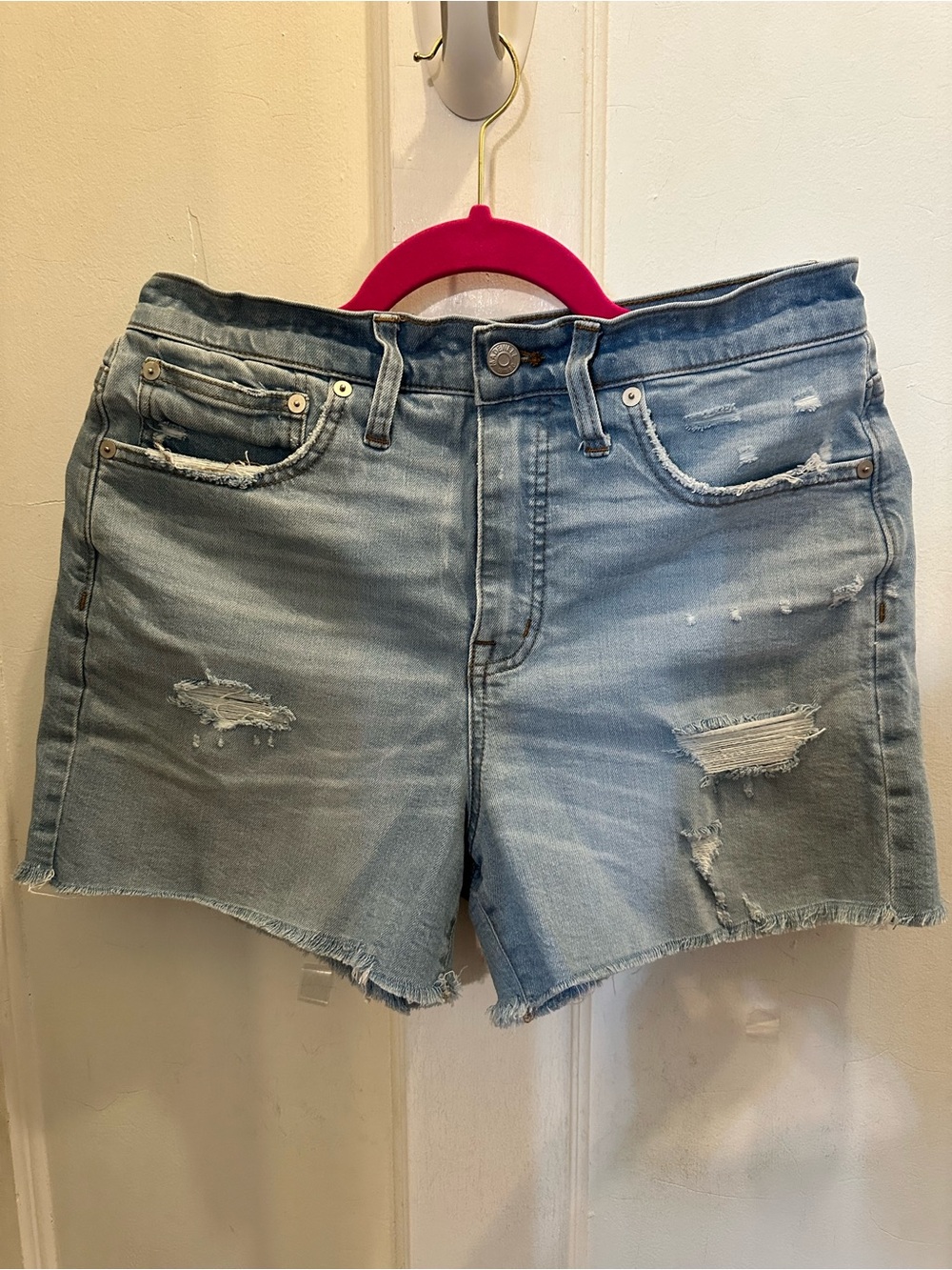 Madewell Light Blue Distressed Denim Cutoff Shorts